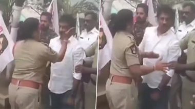 Andhra Pradesh: Woman Police Officer Slaps Jana Sena Party Worker in Tirupati, Video Goes Viral