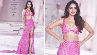 Kiara Advani Serves Desi Barbie Vibes in Pink Bralette and Lehenga As She Turns Showstopper for Falguni Shane Peacock at India Couture Week 2023 (Watch Video)