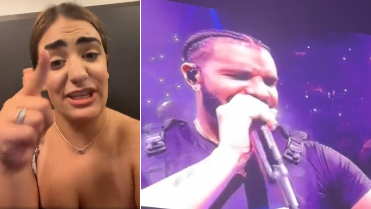 The woman who went viral for tossing her 36G bra at #Drake on