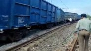 Goods Train Derails in Chhattisgarh Video: Nine Wagons of Freight Train Derail at Akaltara Railway Station in Janjgir-Champa