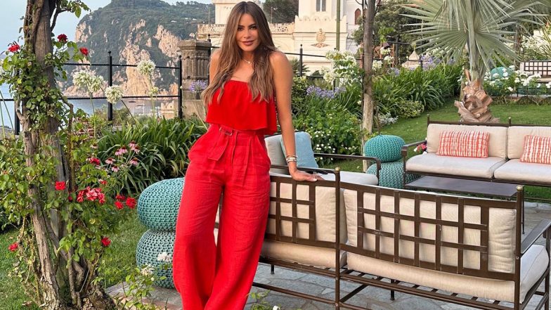 Sofia Vergara Looks Glam in Red Strapless Top, Shares Pic From Capri Island