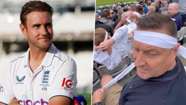 Fans Pay Tribute to Stuart Broad on Day 5 of Ashes 2023 5th Test by Wearing Headbands To Honour the England Pacer on His Final Day in International Cricket (Watch Video)