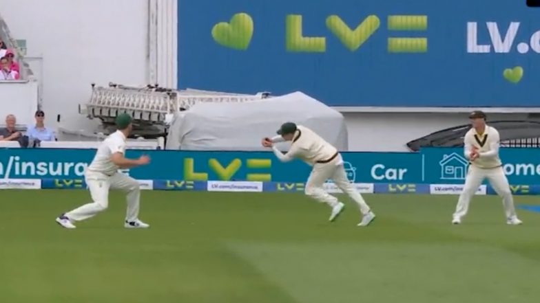 Steve Smith Takes a Brilliant Catch To End Harry Brook’s 85-Run Knock on Day 1 of ENG vs AUS 5th Test in Ashes 2023 (Watch Video)