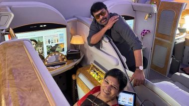 Chiranjeevi Whisks Away Wife Surekha on Flight for Holiday, Shares Update About His Next 'Hilarious Family Entertainer' (View Pics)