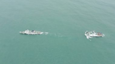 Indian Coast Guard Successfully Rescue Research Vessel RV Sindhu Sadhna Stranded Between Goa and Karwar Due to Technical Issues Along With 36 Crew Members Onboard (Watch Video)