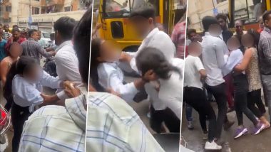 Gujarat Girls Fight Video: Violent Brawl Breaks Out Between Two Teens As They Hit, Abuse Each Other in Rajkot