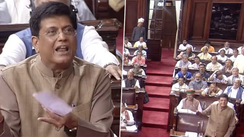 'Kala Kapda Kala Dhan, Nahi Sahega Hindustan': Piyush Goyal Slams Opposition MPs for Wearing Black Clothes in Rajya Sabha To Protest Over Manipur Violence (Watch Video)