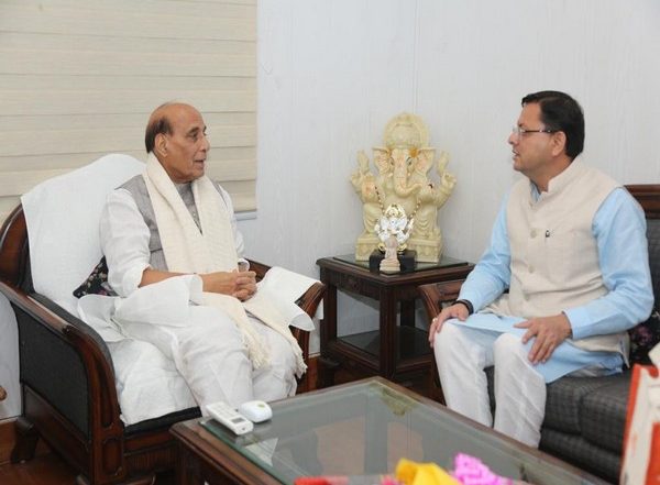 India News | Uttarakhand CM Dhami Meets Defence Minister Rajnath Singh in Delhi