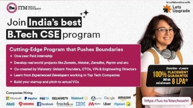 Business News | 8LPA Salary After Engineering: India's Only B.Tech CSE with 100 Per Cent Job Guarantee