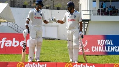 Sports News | WI Vs Ind, 1st Test: Rohit Sharma-Yashasvi Jaiswal's 146-run Stand Put Hosts in Driver's Seat, Trail by 4 Runs (Day 2, Lunch)