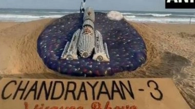 India News | Chandrayaan-3: Sand Artist Sudarsan Pattnaik Wishes ISRO Success with Its Latest Space Mission