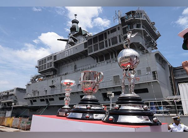 Sports News | Durand Cup Trophy Tour Sets Foot on Magnificent INS Vikrant at Kochi