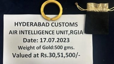 India News | Gold Valued Rs 1.03 Cr Seized at Hyderabad Airport by Customs Officials