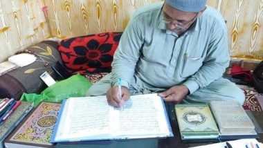 India News | J-K: Muhammad Ishaq Malik Handwrites Holy Quran in Six Months 