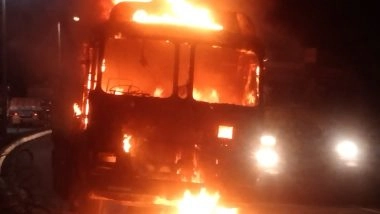 India News | Truck Catches Fire on NH16 in Visakhapatnam