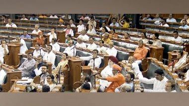 India News | Lok Sabha Adjourned Till 12 Noon; Opposition Members Raise Slogans, Seek PM Modi's Statement on Manipur Situation