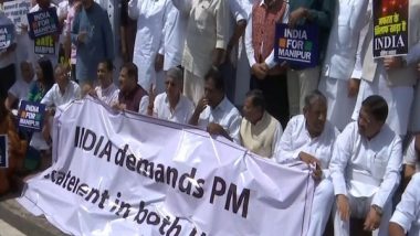 India News | Monsoon Session: Opposition INDIA Stages Protest in Parliament, Seeks PM Modi's Statement on Manipur Inside Both Houses