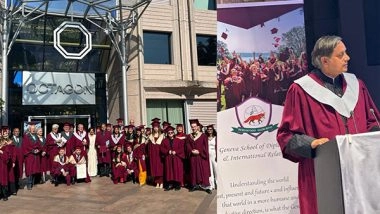 Business News | Renowned Author and Politician Dr Shashi Tharoor Honored with Honorary Doctorate at Geneva School of Diplomacy Graduation Ceremony