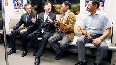 World News | Japanese Foreign Minister Yoshimasa Hayashi Takes Ride in Delhi Metro