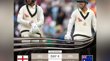 Sports News | Ashes, 5th Test: Warner, Khawaja Reach Fifties as Australia Continue Pursuit of 384 Set by England Smoothly (Day 4, Tea)