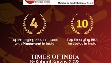 Business News | GIBS Business School Excels in BBA Program, Ranked Top in Times of India B-School Survey 2023, Leading in Business Education