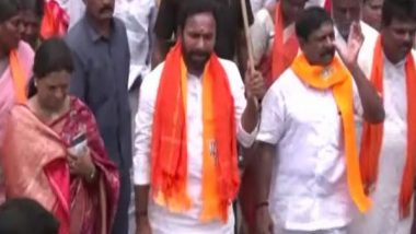 India News | Telangana: BJP Leader G Kishan Reddy Leads Rally in Mahbubnagar over Double-bedroom Housing Scheme