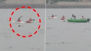 Ahmedabad Boat Capsize Video: Man Falls Into Water Body After Raft Capsizes While Boating in Sabarmati River, Viral Clip Surfaces
