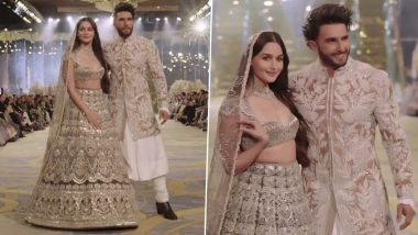 Ranveer Singh–Alia Bhatt Ooze Elegance As They Walk for Manish Malhotra’s Bridal Couture Show! View Rocky Aur Rani Kii Prem Kahaani Stars’ Pics From the Event