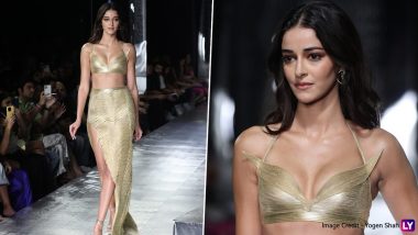 India Couture Week 2023: Ananya Panday Shines in Gold as She Walks Ramp for Rimzim Dadu (Watch Video)