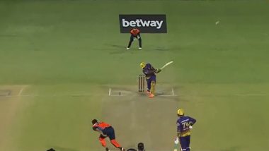 Biggest Six in MLC 2023: Andre Russell Sends Haris Rauf’s Delivery Flying for 108-Metre Maximum During San Francisco Unicorns vs LA Knight Riders Match (Watch Video)