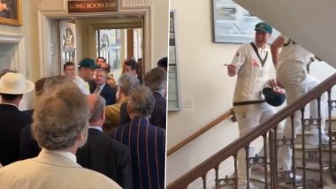 Australian Cricketers Gets 'Booed' By MCC Members in the Lord's Cricket Ground Long Room After Jonny Bairstow's Controversial Run Out During Day 5 of Ashes 2023 2nd Test (Watch Video)