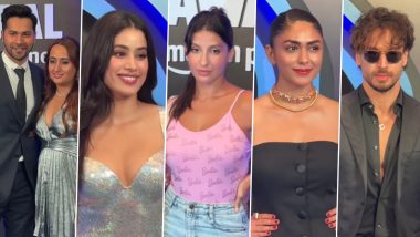 Bawaal: Varun Dhawan–Natasha Dalal, Janhvi Kapoor, Nora Fatehi, Mrunal Thakur, Tiger Shroff and More Attend the Star-Studded Screening (View Pics & Watch Videos)