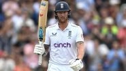 Carnage! Ben Stokes Hits Three Sixes in A Row to Bring Up His First Century in Ashes 2023, Scores 24 Runs in One Over on Day 5 of 2nd Test (Watch Video)