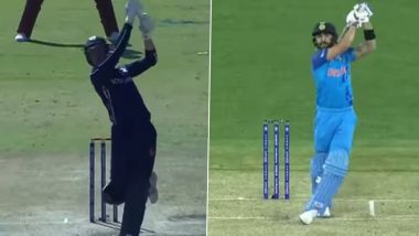 Brandon McMullen Does a Virat Kohli! Watch Scotland Batter Hit a Shot Similar to That of Indian Star’s Famous Six During ICC World Cup 2023 Qualifier vs West Indies