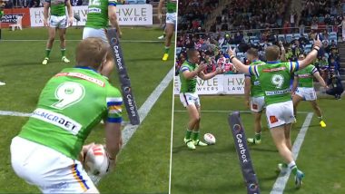 Jonny Bairstow's Dismissal Recreated by Rugby Players During NRL Match, Canberra Raiders Stars Enact Englishman’s Controversial Ashes 2023 Stumping (Watch Video)