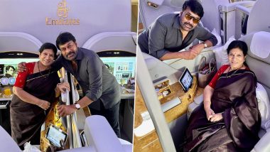 Chiranjeevi and Wife Surekha Jet Off to US for Vacay; Check Out Their In-Flight Pics!