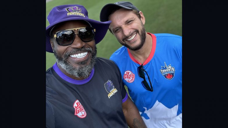 ‘..Here We Are Today Still Gracing a Cricket Field..’ Chris Gayle Shares Picture With Shahid Afridi on Sidelines of Global T20 Canada 2023