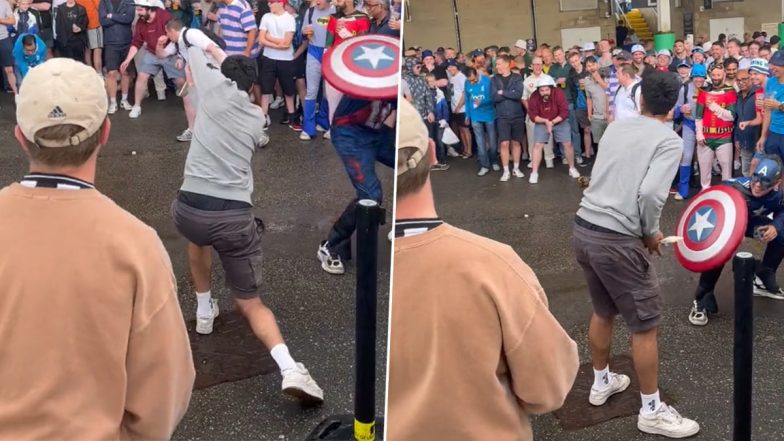 Captain America At Silly Mid-Off! Fans Play Concourse Cricket At Headingley As Rain Delays Start On Day 3 of Ashes 2023 3rd Test (Watch Video)