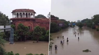 Red Fort Area Flooded Video: Floodwater Reaches Lal Quila As Overflowing River Yamuna Floods Several Areas in National Capital, Watch Drone Clip