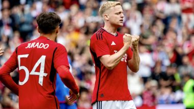 Manchester United 1–0 Lyon: Donny van de Beek’s Volley Guides Red Devils to Victory (Watch Goal Video Highlights)