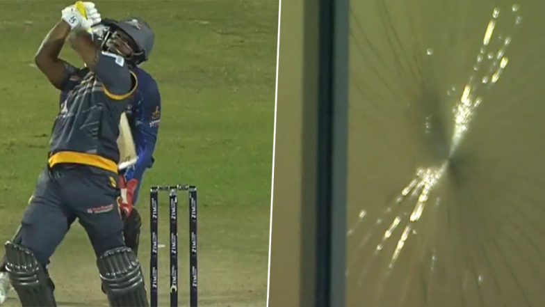 Evin Lewis Breaks Glass Window With Monster Six During Harare Hurricanes vs Bulawayo Braves Zim Afro T10 2023 Match (Watch Video)