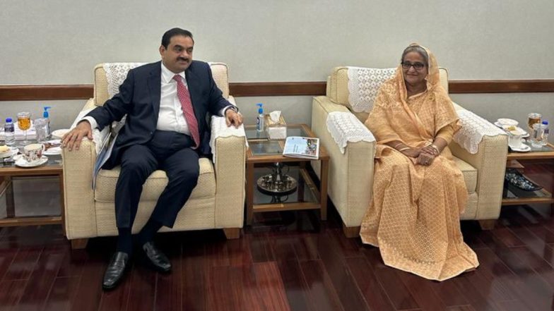 Adani Group Chairman Gautam Adani Calls on Bangladesh PM Sheikh Hasina in Dhaka on ‘Handover’ of 1600 MW Power Plant in Jharkhand’s Godda