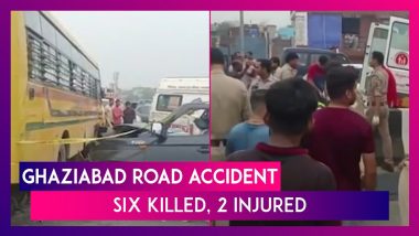 Ghaziabad Road Accident: Six Killed, 2 Injured In Collision Between School Bus & Car On Delhi-Meerut Expressway; Uttar Pradesh CM Yogi Adityanath Expresses Grief