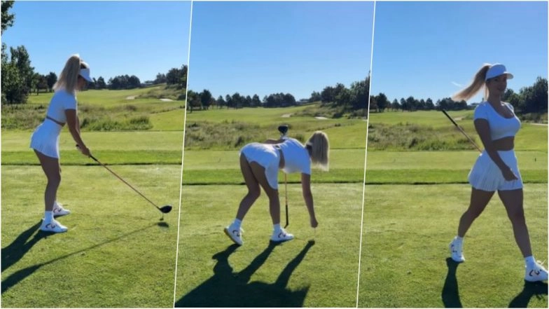 OnlyFans Star Paige Spiranac Shows Off Her Knickers in Dangerously Short Skirt While Playing