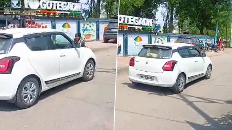 Woman on Car's Bonnet Video: Cops Drag Smack Smuggling Accused's Mother on Four-Wheeler's Bonnet for 500 Meters in Madhya Pradesh's Narsinghpur District, Viral Clip Surfaces