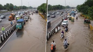 Gurugram Rains Videos: Heavy Downpour Leads to Waterlogging in Several Areas, Clips of Waterlogged Streets Go Viral