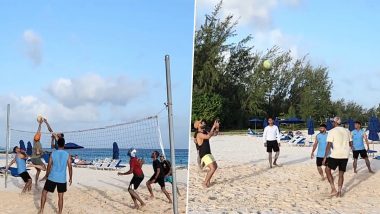 Virat Kohli, Mohammed Siraj and Other Team India Stars Play Beach Volleyball After Reaching Barbados Ahead of Series Against West Indies (Watch Video)