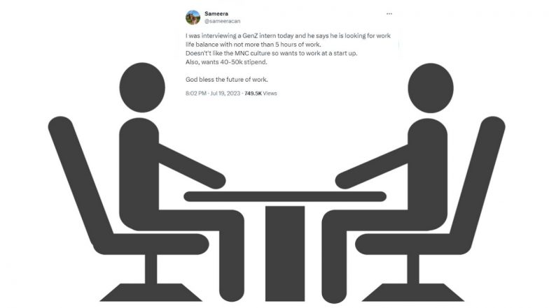 'Rs 50K Stipend, 5 Hours of Work': Gen Z Intern's Demands During Job Interview Goes Viral on Twitter, Sparks Debate Among Netizens