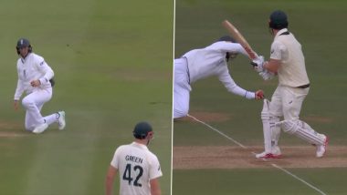 What a Catch! Joe Root Grabs One-Handed Stunner at Short-Leg, Achieves Feat of Taking Most Catches for England in Test Cricket During Ashes 2023 Lord's Match