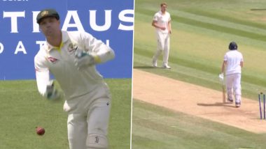 Bizarre! Jonny Bairstow Controversially Run Out By Alex Carey As England Batsman Casually Walks Out Of Crease After Facing Delivery During Day 5 of Ashes 2023 2nd Test (Watch Video)